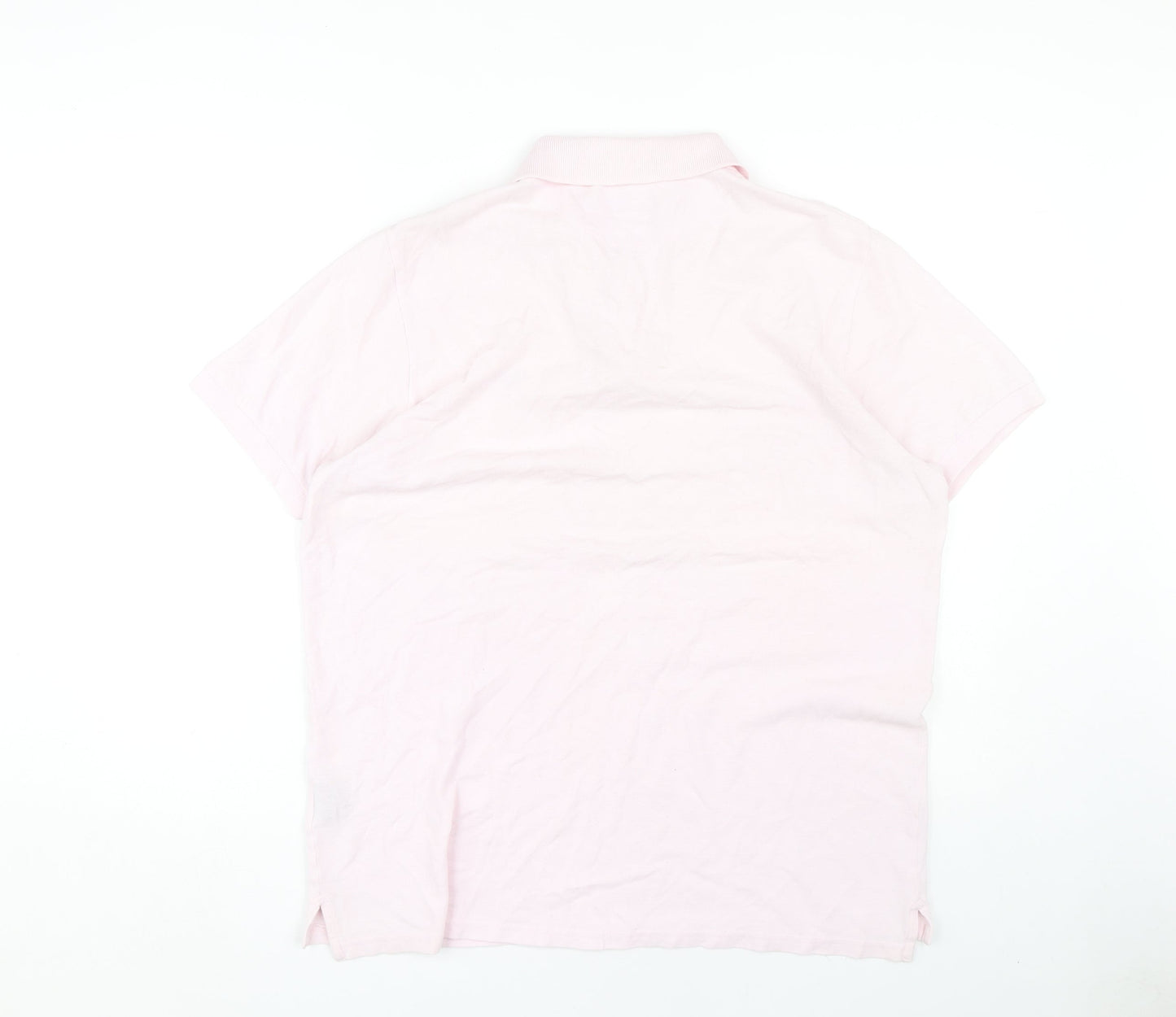 Crew Clothing Co. Men's Pink Polo, Size L, Logo Accent
