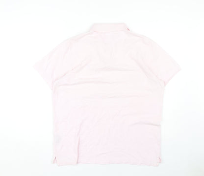 Crew Clothing Co. Men's Pink Polo, Size L, Logo Accent