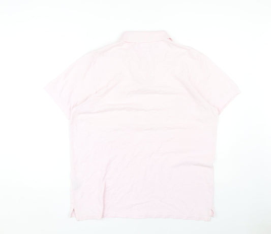 Crew Clothing Co. Men's Pink Polo, Size L, Logo Accent