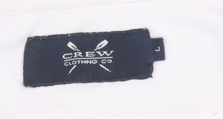Crew Clothing Co. Men's Pink Polo, Size L, Logo Accent