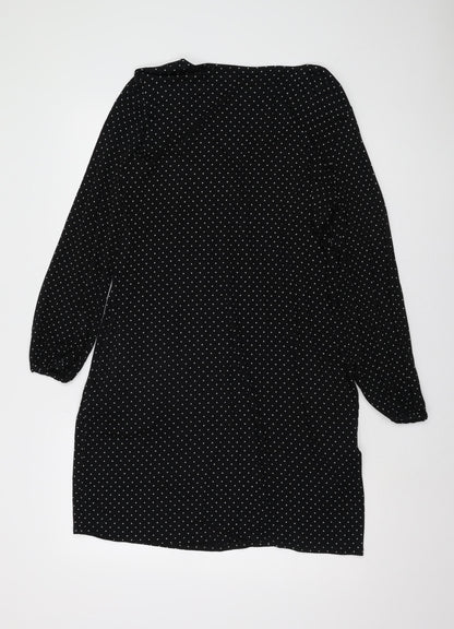 Wallis Women's Black Polka Dot Viscose Sheath Dress Size 12