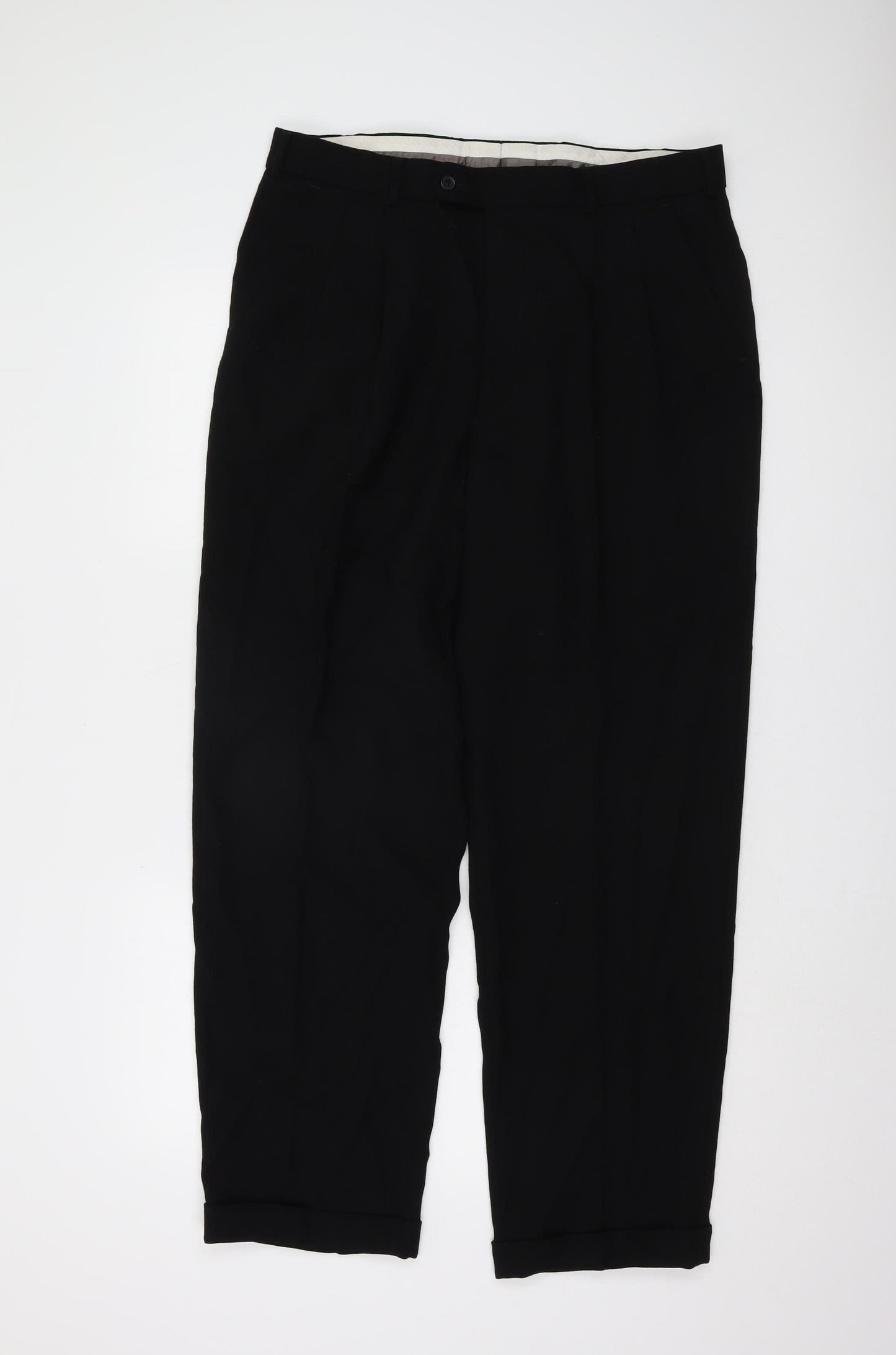 Principles Men's Black Wool Dress Trousers 36