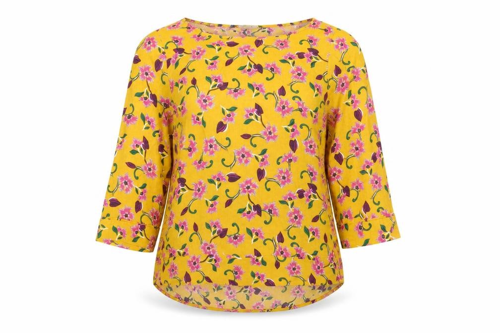 Womens UK Size 12 NEXT Yellow Basic Blouse