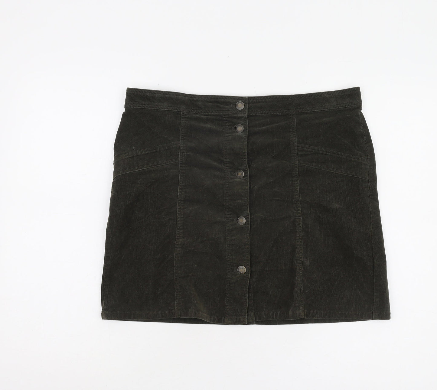 Marks and Spencer Women's Black Cotton Corduroy Skirt