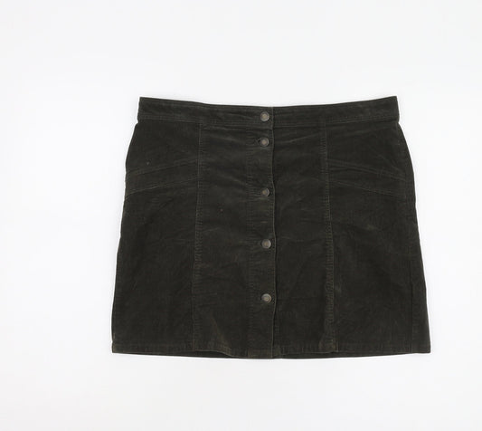 Marks and Spencer Women's Black Cotton Corduroy Skirt