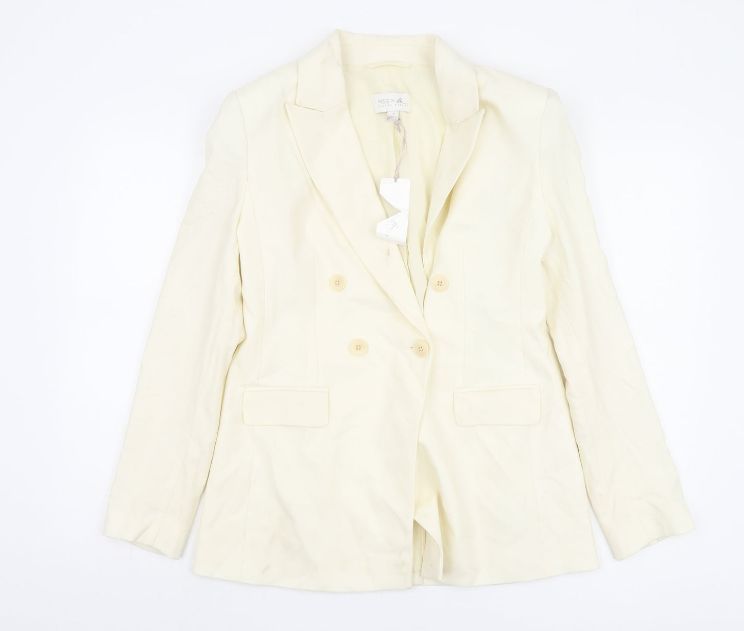 Marks and Spencer Ivory Blazer Women Size 10 Double-Breasted