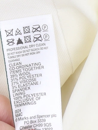 Marks and Spencer Ivory Blazer Women Size 10 Double-Breasted