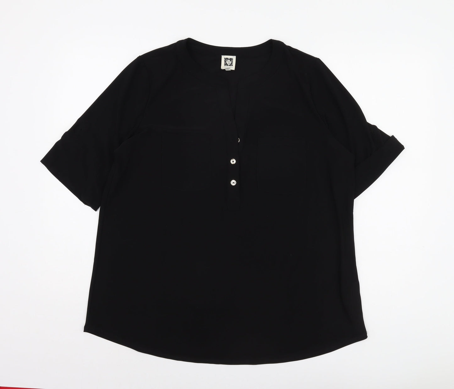 Anne Klein Women's Black Plus Blouse, Size 18