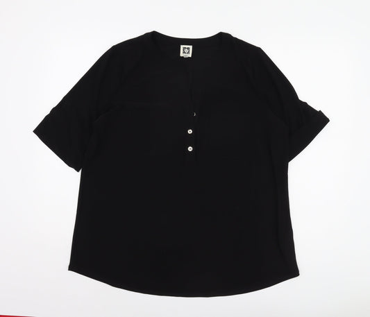 Anne Klein Women's Black Plus Blouse, Size 18