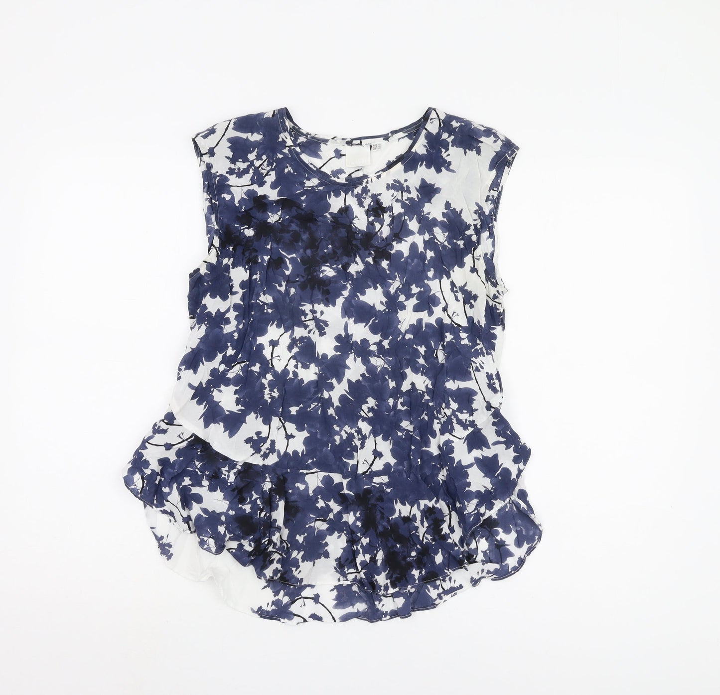 Women's Blue Floral Sleeveless Blouse UK 10