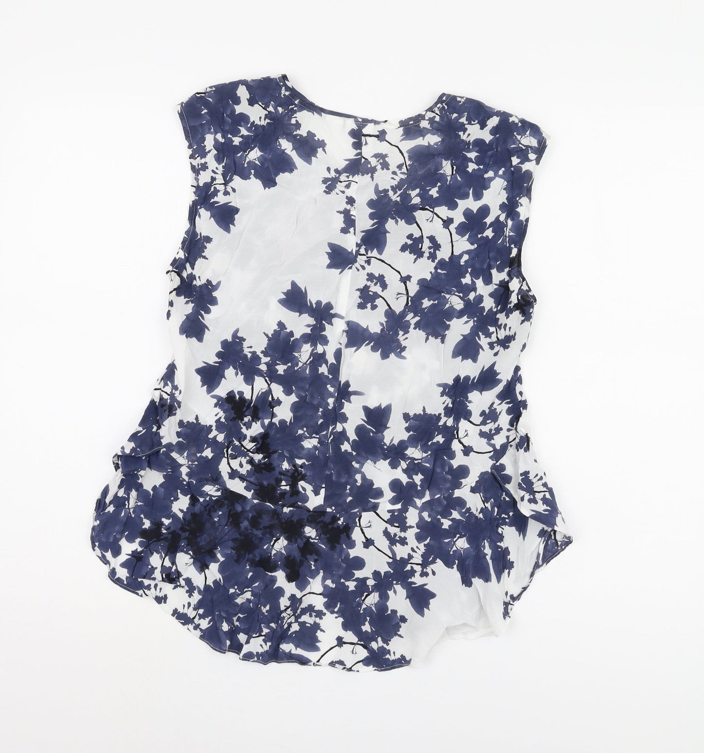Women's Blue Floral Sleeveless Blouse UK 10
