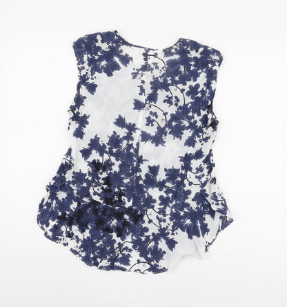 Women's Blue Floral Sleeveless Blouse UK 10