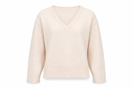 H&M Women Ivory V-Neck Pullover Jumper Size 12