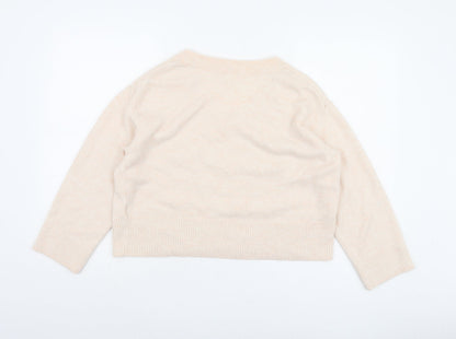 H&M Women Ivory V-Neck Pullover Jumper Size 12