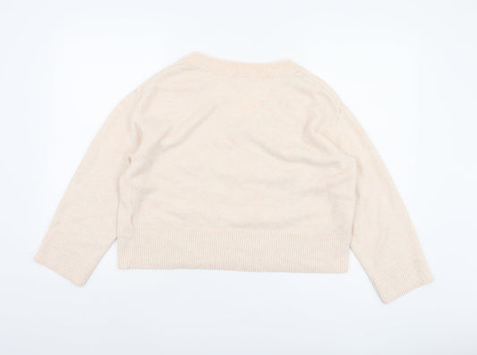 H&M Women Ivory V-Neck Pullover Jumper Size 12