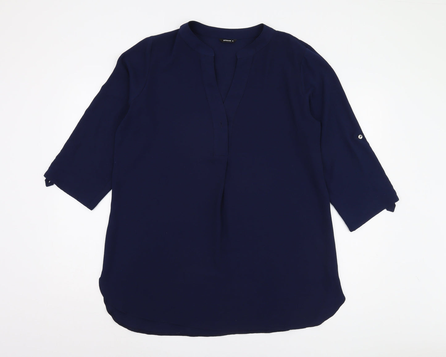 Womens UK Size 16 Roman Blue Basic Blouse