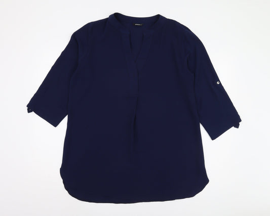 Womens UK Size 16 Roman Blue Basic Blouse