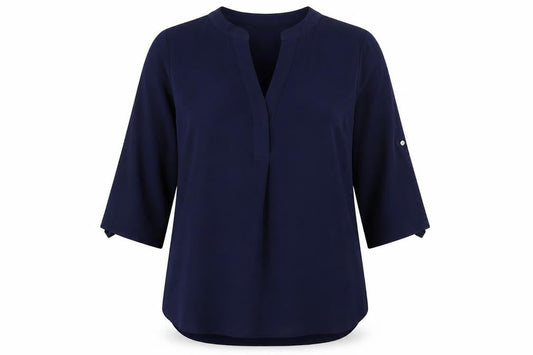 Front view of Roman Women's Blue Blouse, size 16, with 3/4 Sleeves