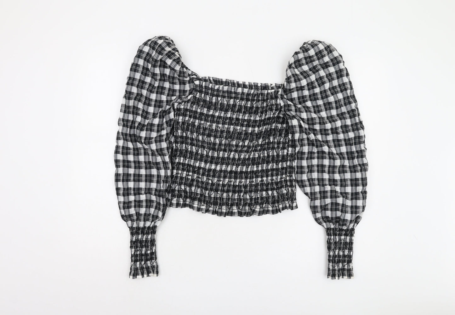Womens UK Size M H&M Black Cropped Blouse