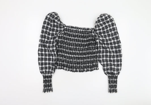 Womens UK Size M H&M Black Cropped Blouse