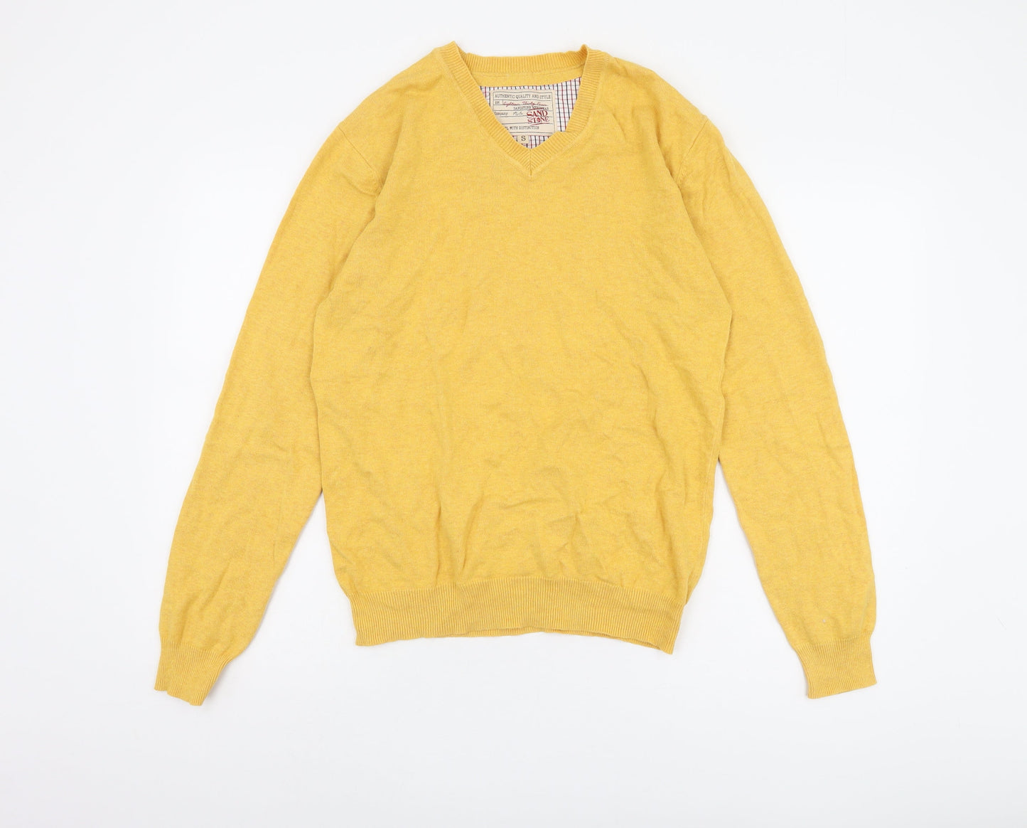 Sandstone Men's Yellow V-Neck Pullover Jumper S