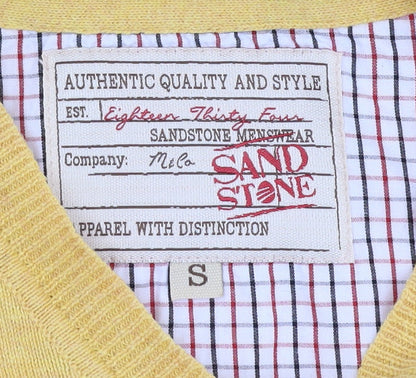 Sandstone Men's Yellow V-Neck Pullover Jumper S