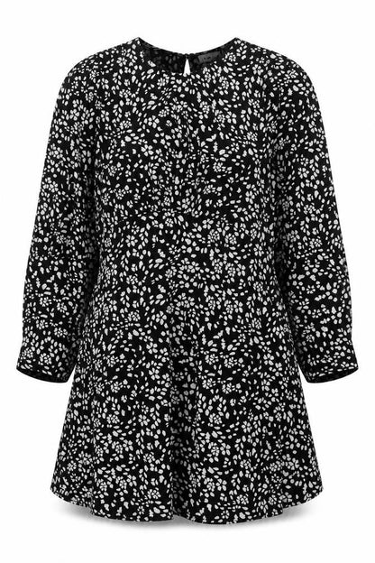 Topshop Women’s Black Floral Long Sleeve Dress UK 14