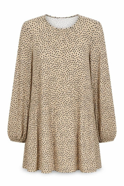 Stradivarius Women's Beige Polka Dot A-Line Dress