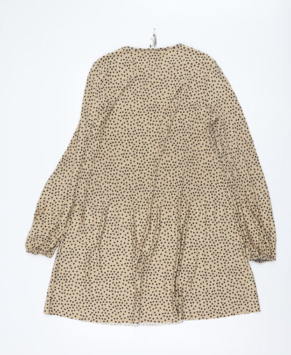Stradivarius Women's Beige Polka Dot A-Line Dress