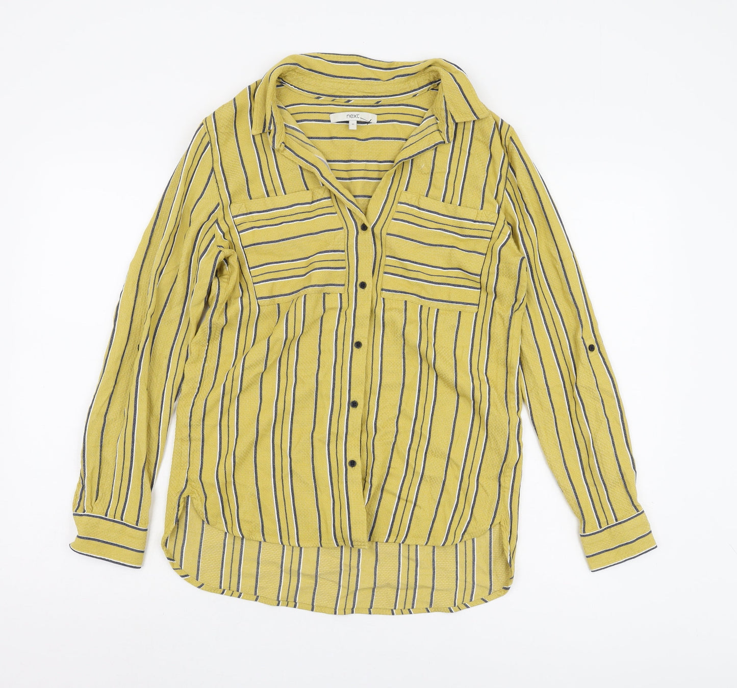 Womens UK Size 10 NEXT Yellow Basic Button-Up