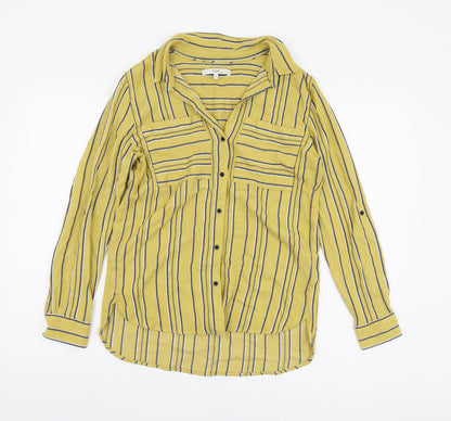 Womens UK Size 10 NEXT Yellow Basic Button-Up