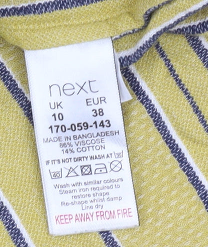 Womens UK Size 10 NEXT Yellow Basic Button-Up