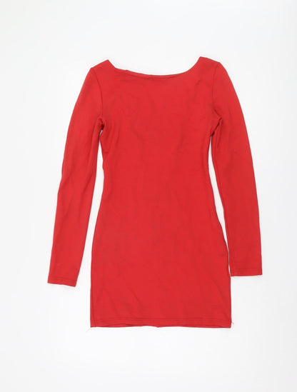 WYDLR Women's Red Long Sleeve Dress, XS