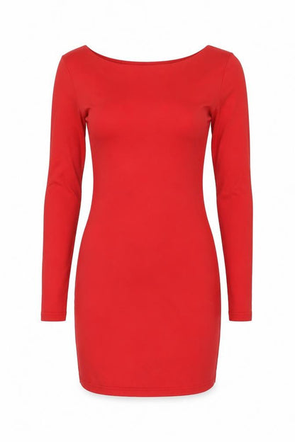WYDLR Women's Red Long Sleeve Dress, XS