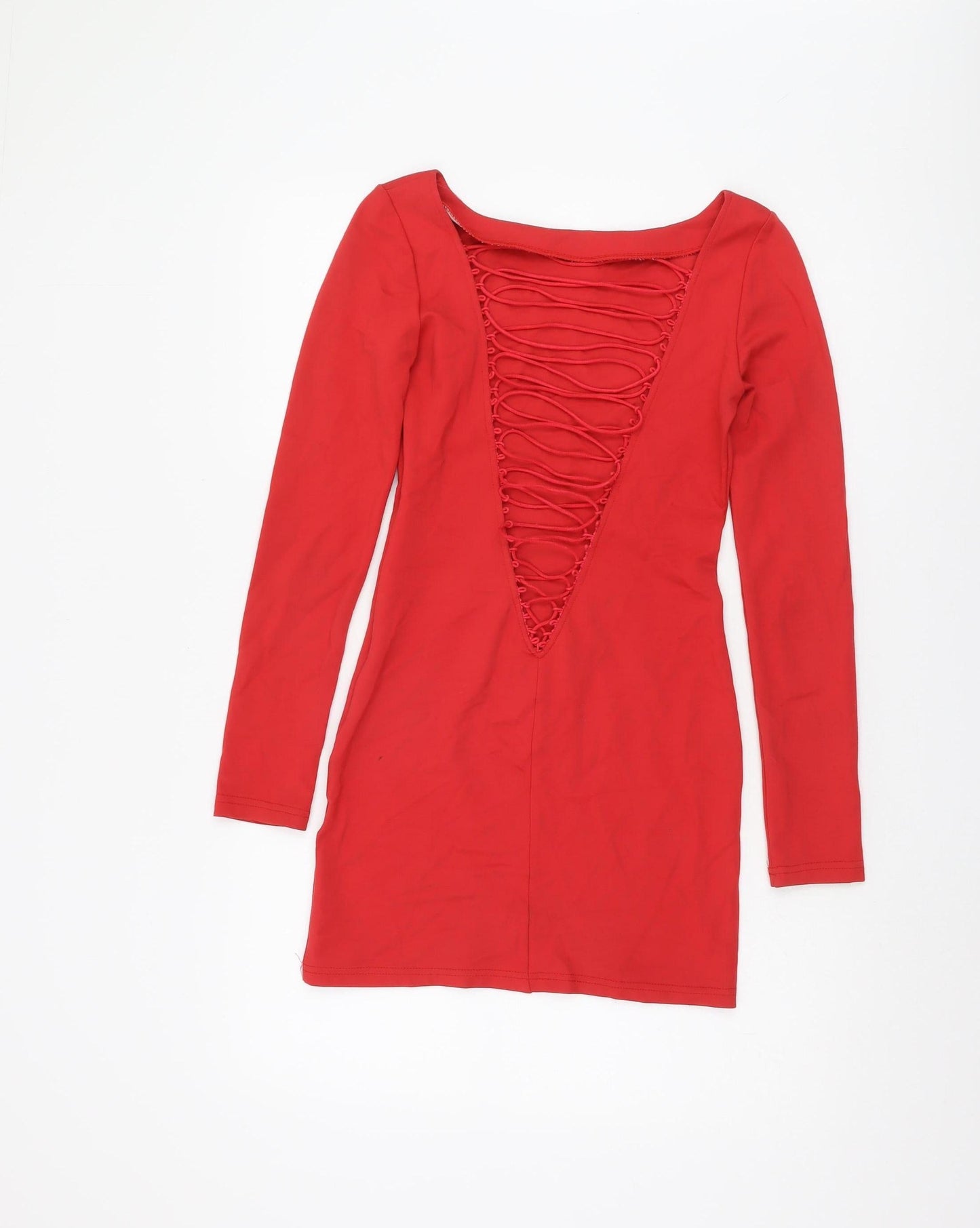 WYDLR Women's Red Long Sleeve Dress, XS