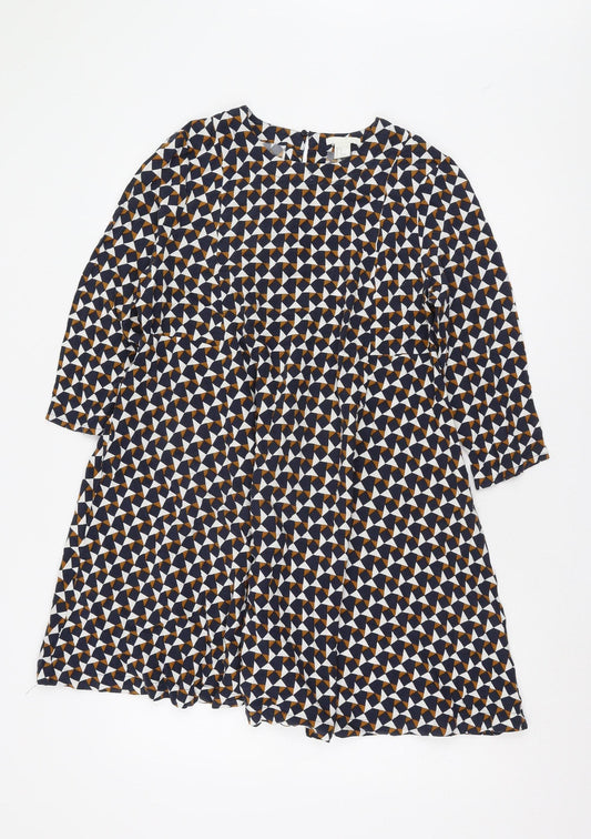 H&M Women's Multicoloured Geometric Dress Size 14