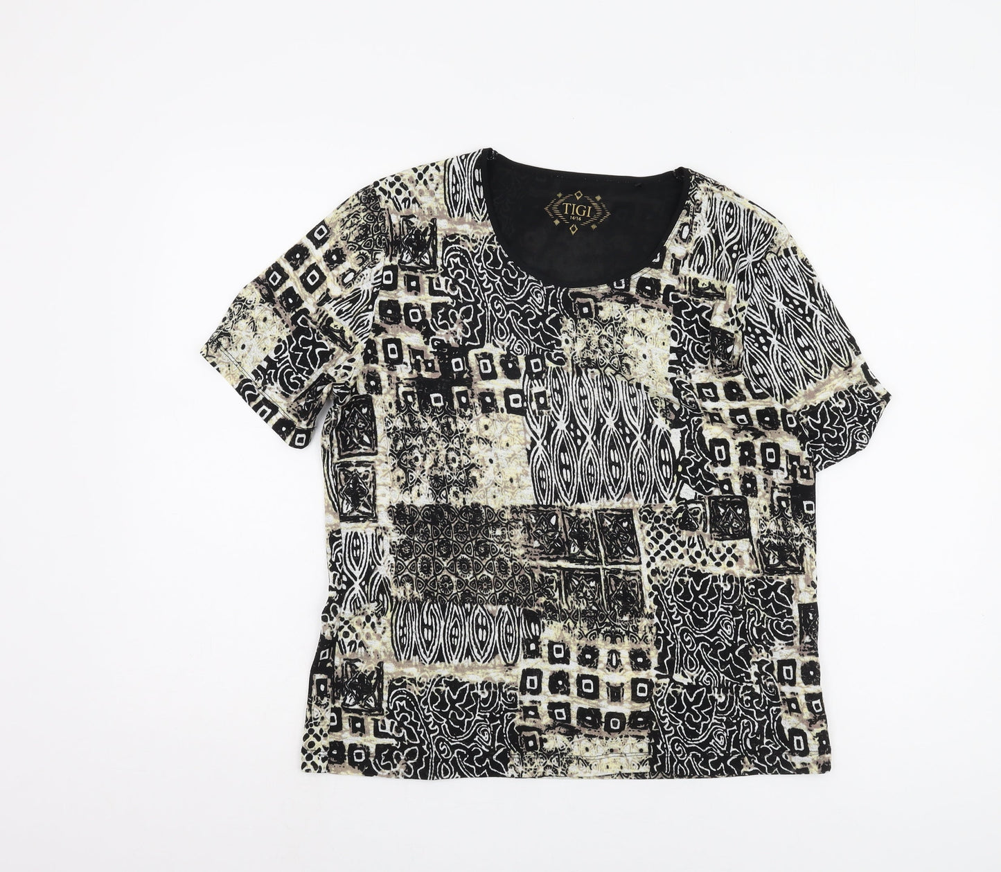 Womens UK Size 14 TIGI Black Basic T-Shirt