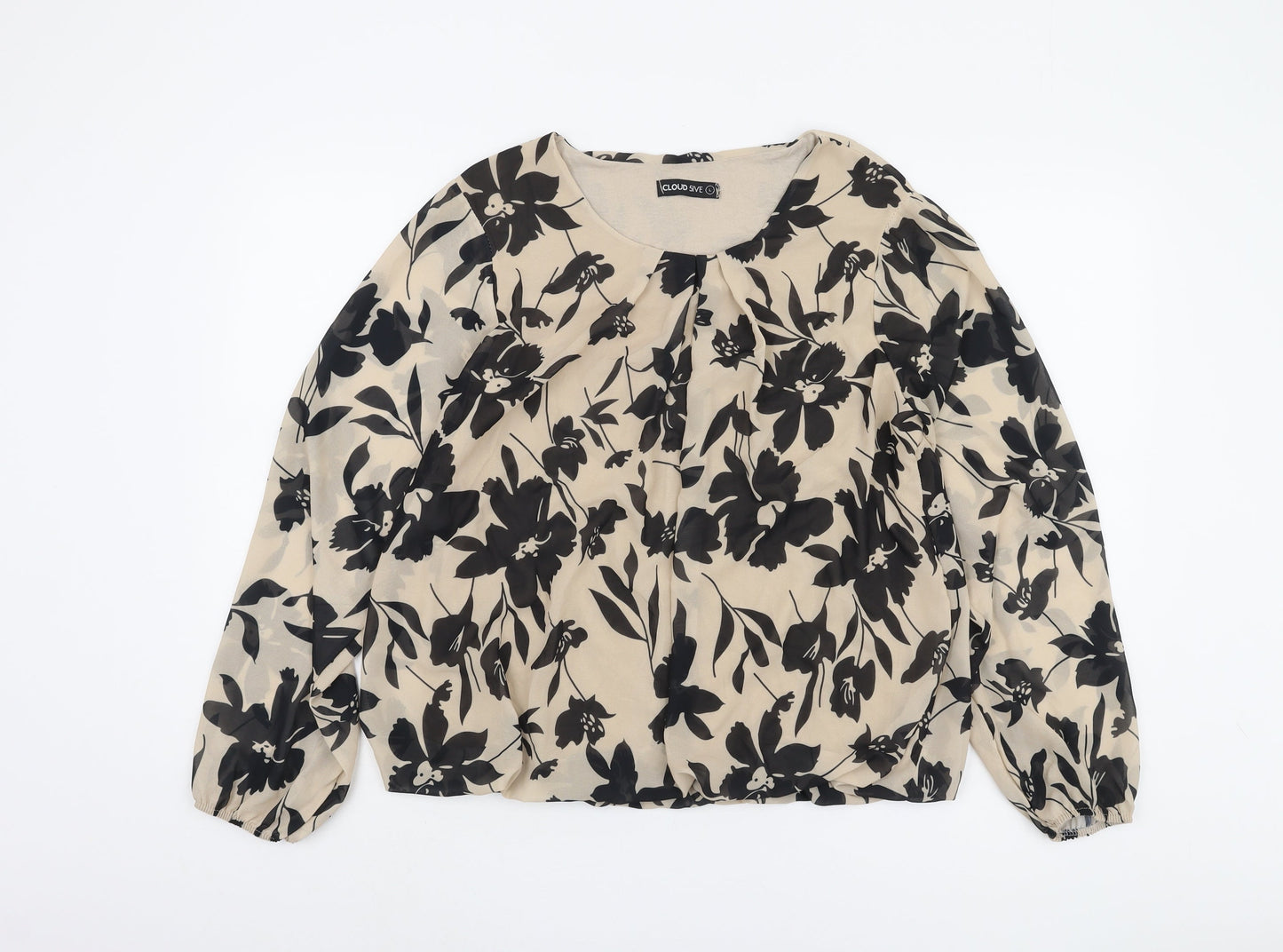 Cloud 5ive Women's Beige Floral Blouse, L, Casual Style