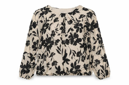 Cloud 5ive Women's Beige Floral Blouse, L, Casual Style