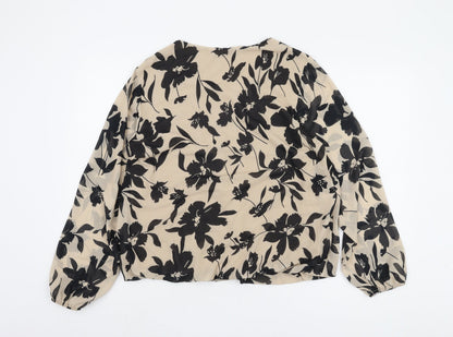Cloud 5ive Women's Beige Floral Blouse, L, Casual Style