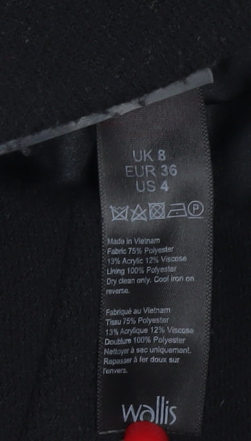 Womens UK Size 8 Wallis Black Overcoat