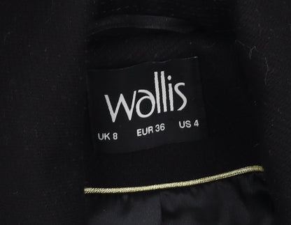 Womens UK Size 8 Wallis Black Overcoat