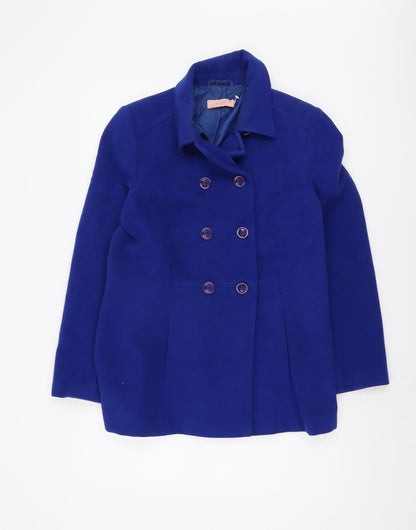 John Lewis Women's Blue Pea Coat, Size 14, Classic Style