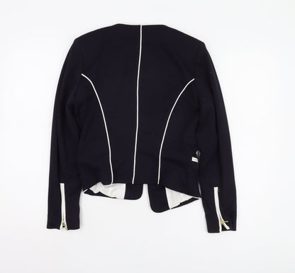 H&M Women's Black Suit Jacket Size 10 - Zipper, Regular Fit