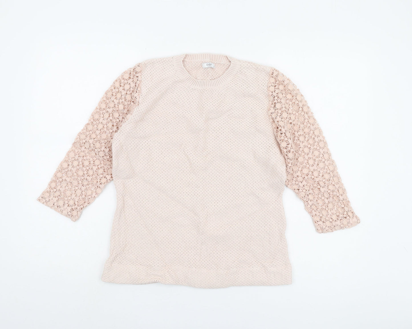 Womens UK Size 10 Cotton Traders Beige Pullover Jumper