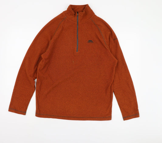 Mens UK Size S Trespass Orange 1/4 Zip Sweatshirt
