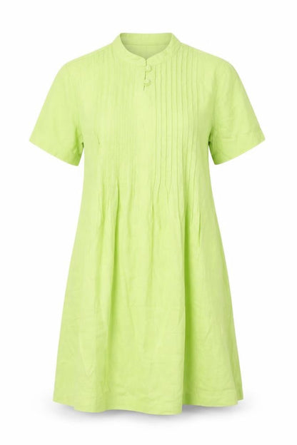 Orvis Women's Green Linen Dress Short Sleeve S