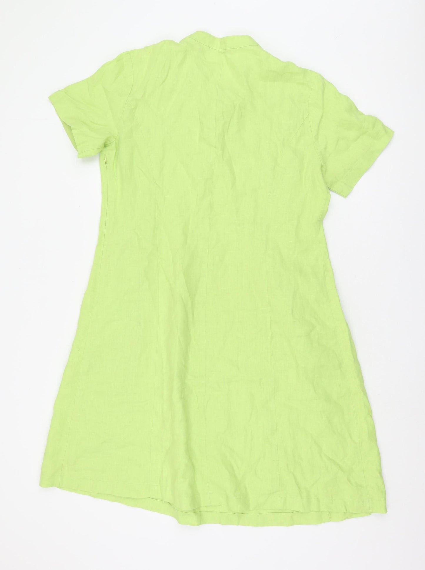 Orvis Women's Green Linen Dress Short Sleeve S