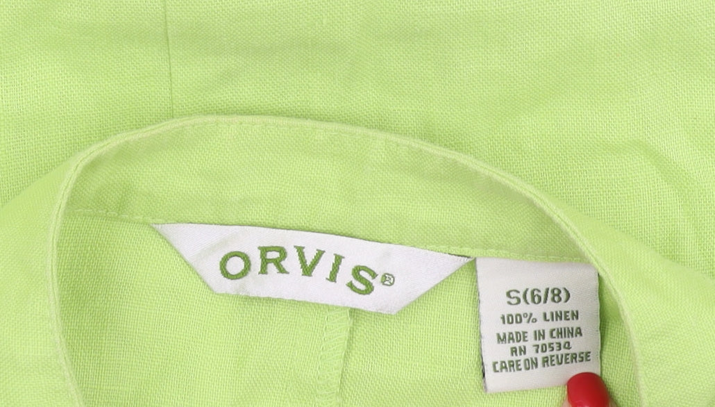 Orvis Women's Green Linen Dress Short Sleeve S