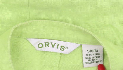 Orvis Women's Green Linen Dress Short Sleeve S